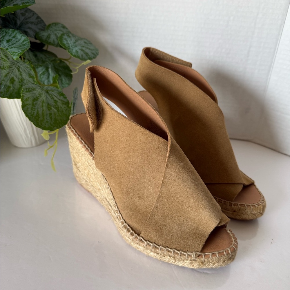 Women's Tan Espadrille Wedge Slingback Sandals
